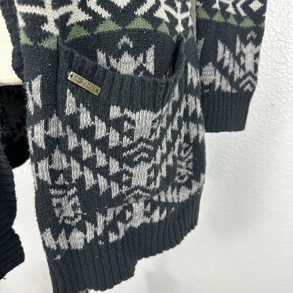 Roxy Cardigan Women Sweater XS/S Blue Green Aztec Tribal Boho Western Open Front - Picture 6 of 14